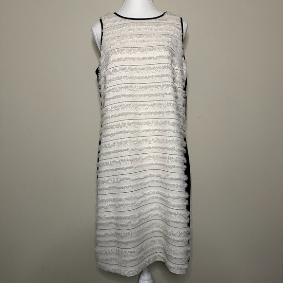 Vince Camuto -  White Textured Stripe Sheath Dress – Size 10 - Picture 1 of 8